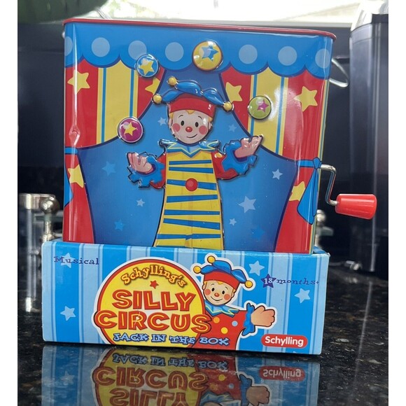New 2011 Schylling's Silly Circus Jack in the Box Musical Metal Child Toy Animal - Picture 1 of 8